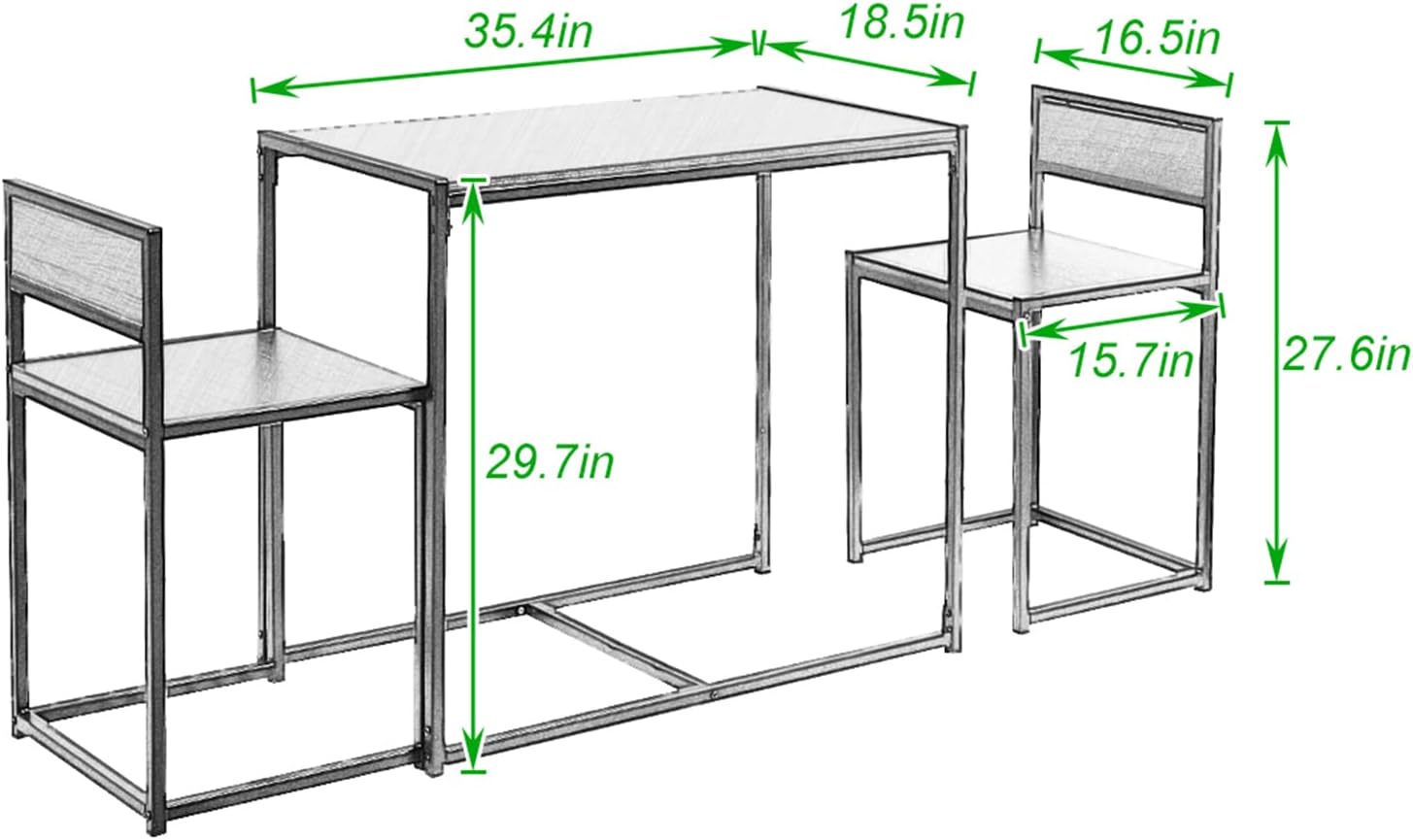 LD-CT01WNT Juego de mesa de cocina 3 piezas color nogal