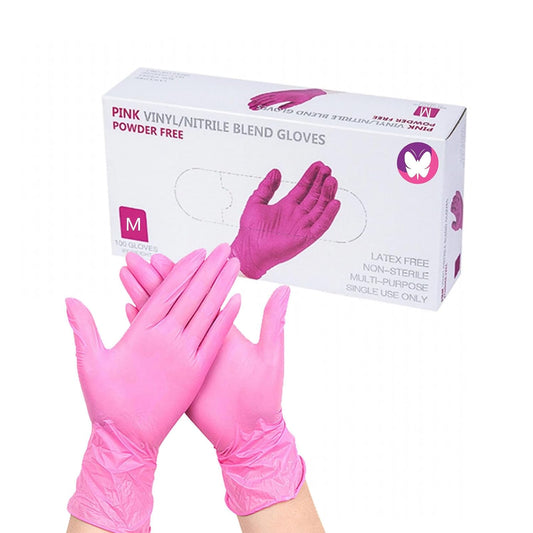 100 guantes desechables sin látex, color rosa medio, guantes desechables sin