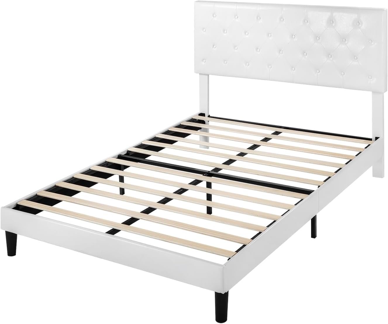 SHA CERLIN Base de cama de plataforma tamaño queen con cabecero copetudo, base...