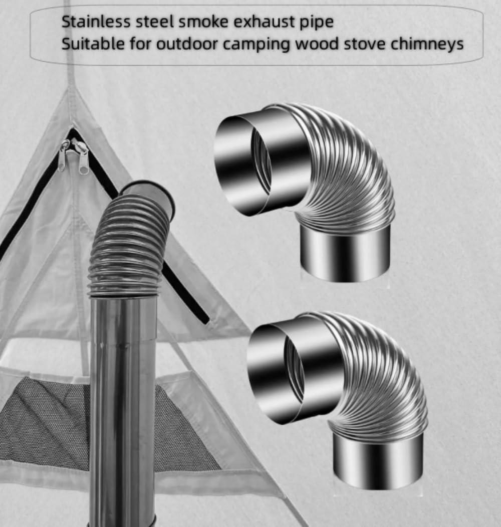 2 chimeneas de estufa de leña de 90 grados, codo de estufa de 2.36 pulgadas,