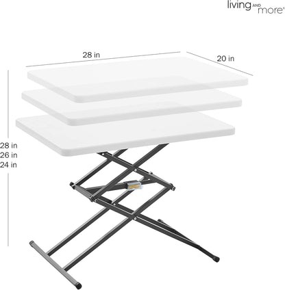 Living and More Mesa personal de altura ajustable de 28 pulgadas, bandeja de...