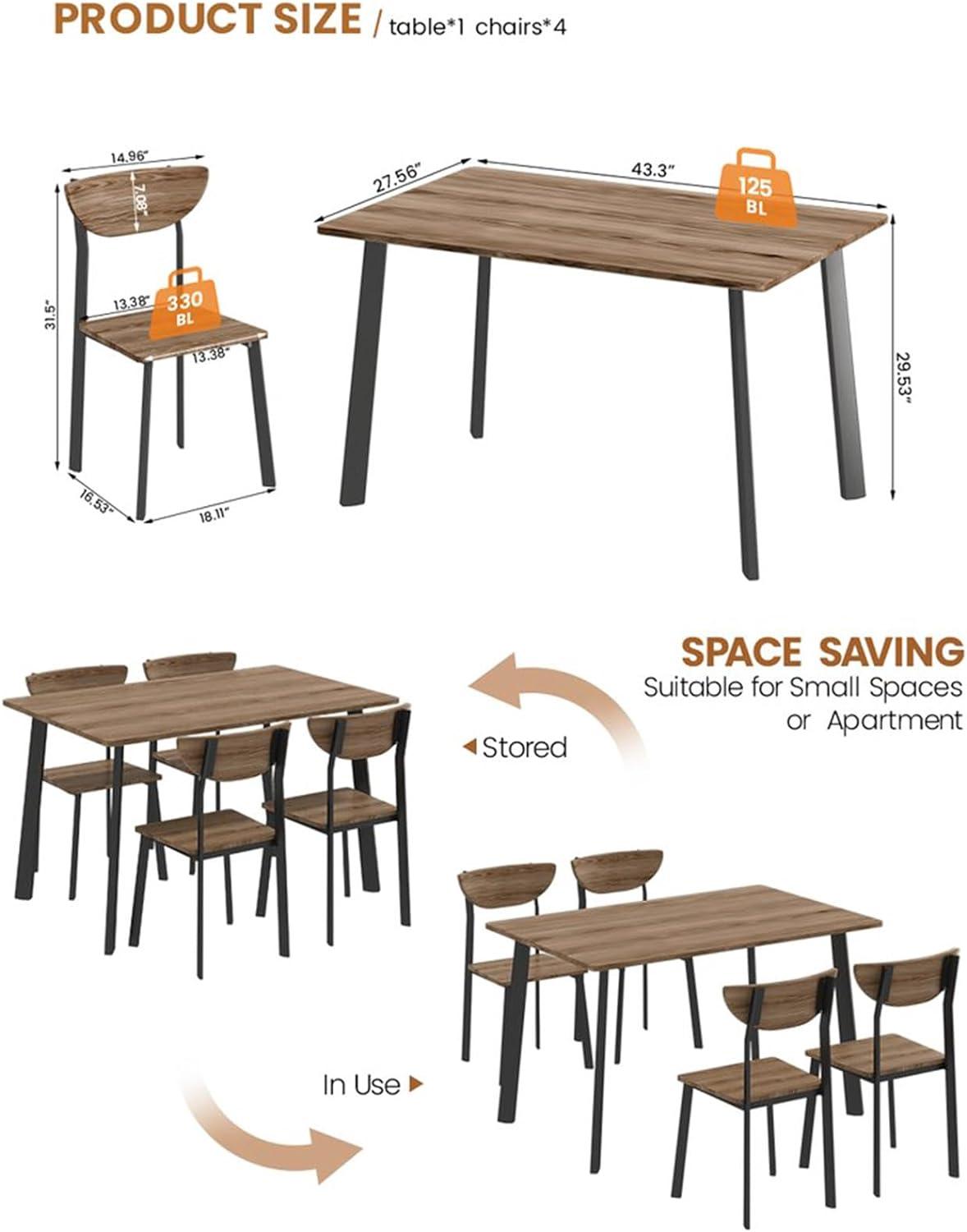 Juego de mesa de comedor de cocina para 4, moderno juego de mesa y sillas de