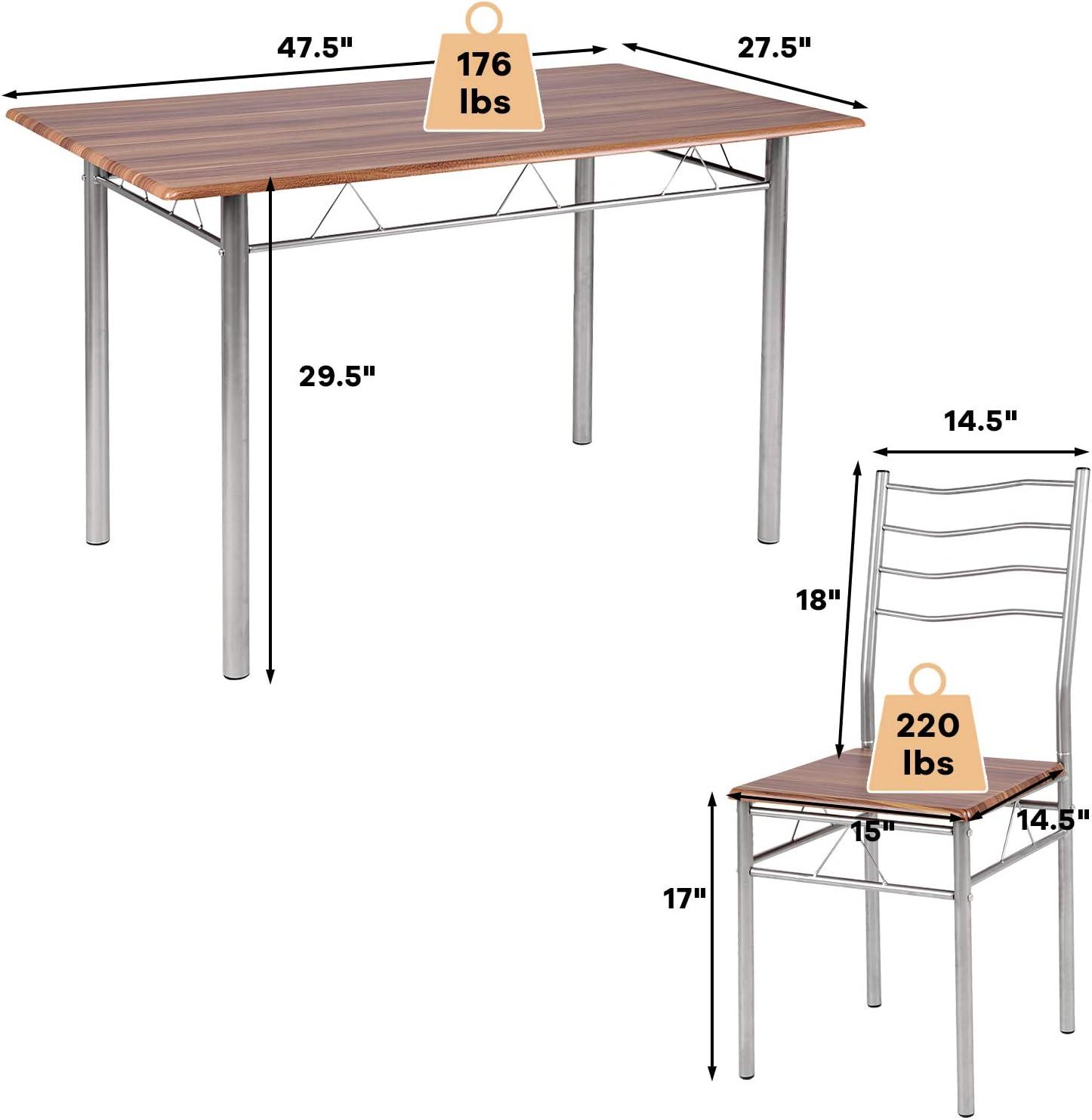 Moderno juego de mesa de comedor de 5 piezas para 4 sillas, muebles de cocina