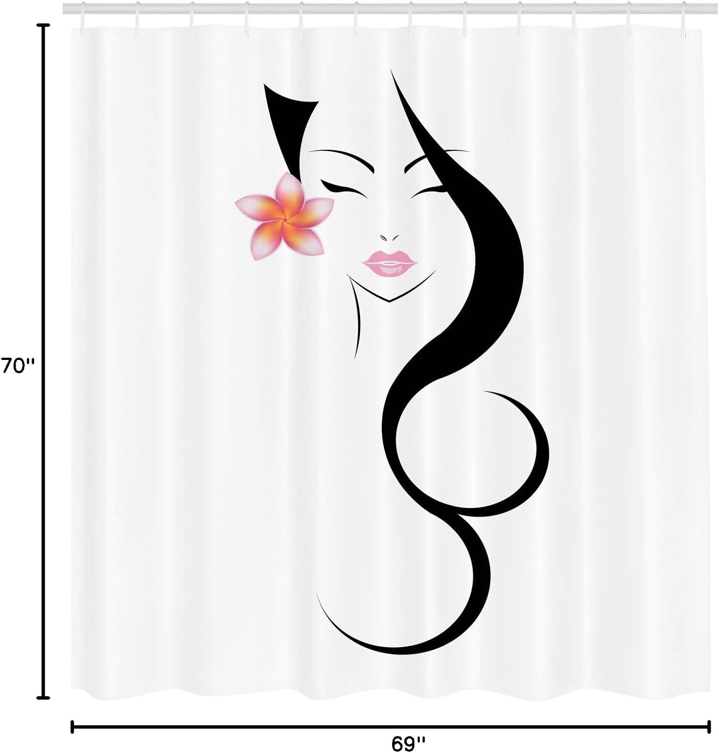 Ambesonne Cortina de ducha para peluquería, belleza tradicional con flor de...
