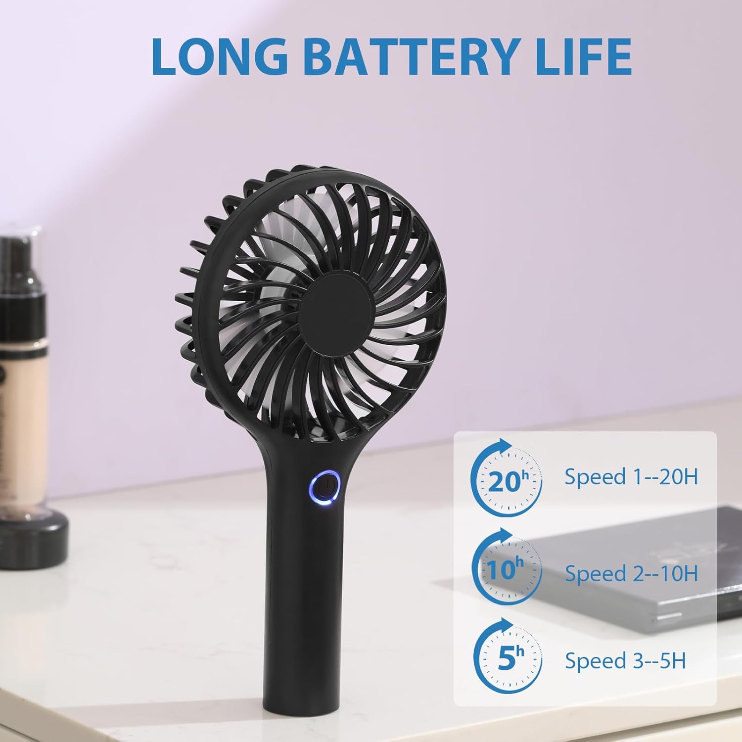 RJVW Ventilador de mano portátil, mini ventilador portátil de 3 velocidades,...