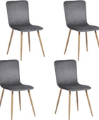 FurnitureR ScandinavianComfy - Juego de 4 sillas de comedor de terciopelo de...