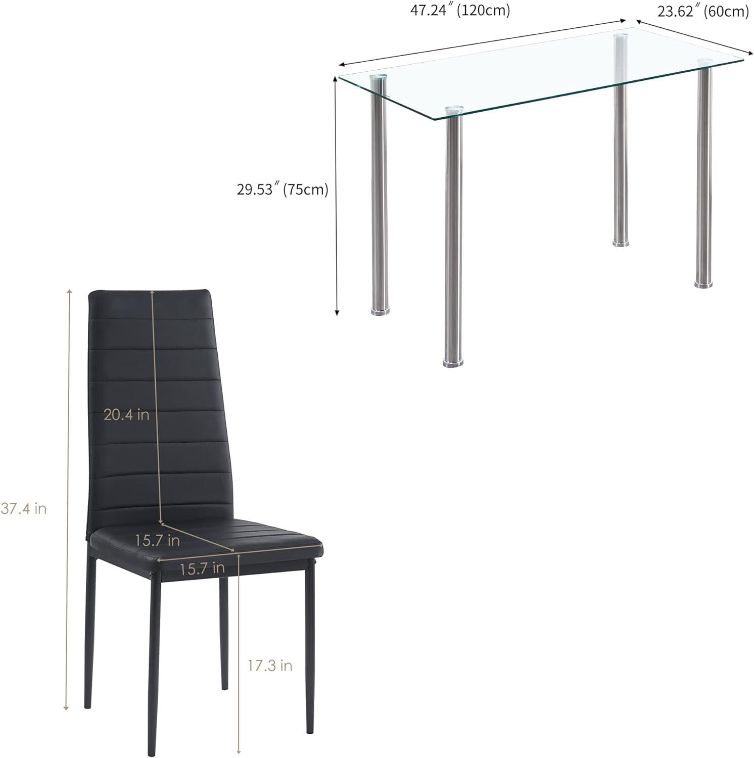 Juego de sillas de mesa de comedor para 4, 5 piezas, mesa de comedor con