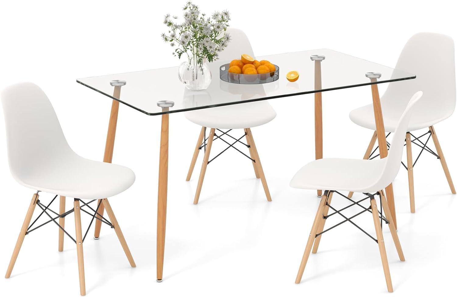 Tangkula Juego de mesa de comedor para 4, mesa y sillas de cocina modernas,