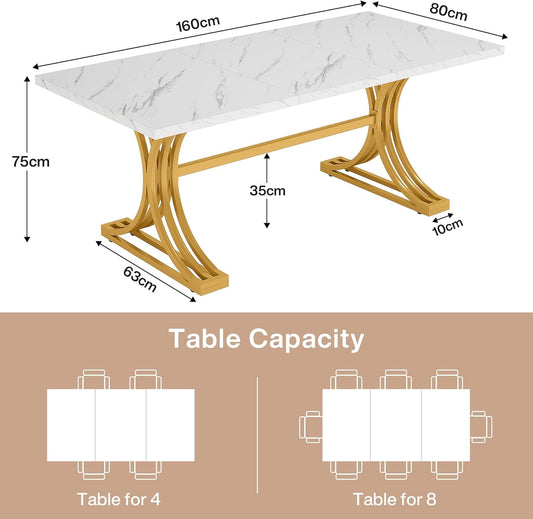 Tribesigns Mesa de comedor rectangular de 63 pulgadas para 4 a 6, mesa de...