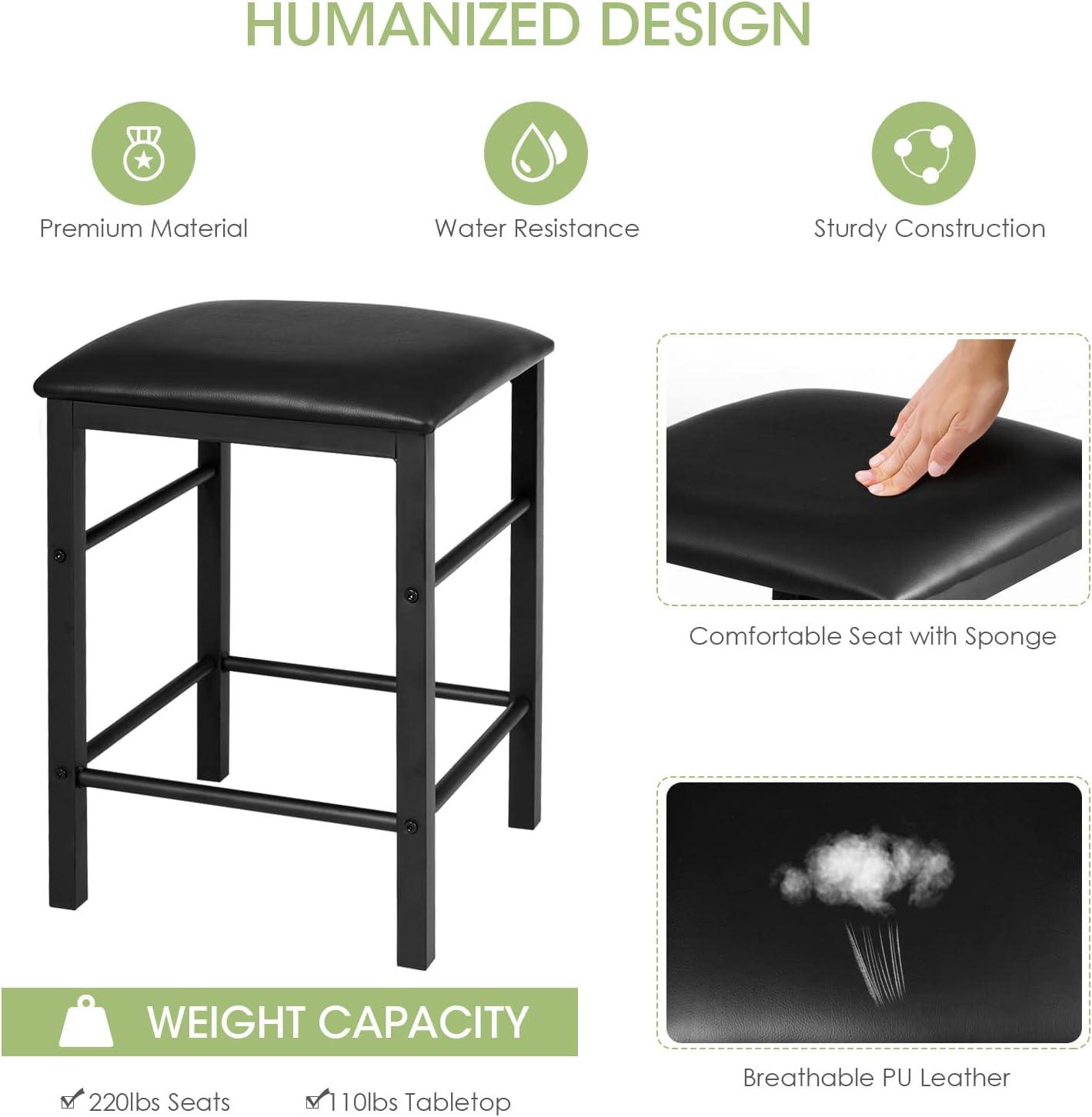 COSTWAY Juego de mesa de comedor de 3 piezas, mesa de desayuno y silla de