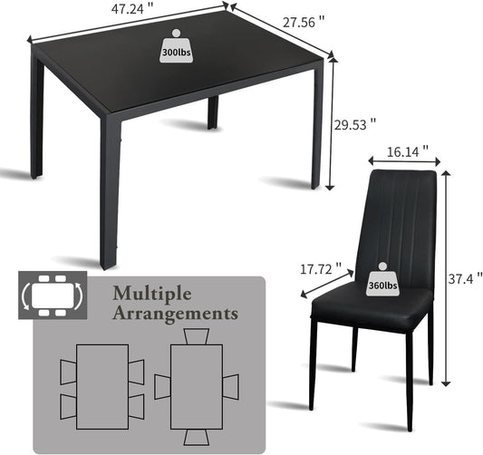 Juego de mesa de comedor súper estable para 4, mesa de cocina de 5 piezas y