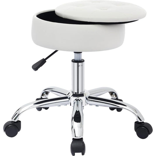 Silla De Tocador Con Ruedas, Con Almacenamiento Giratorio Para Tocador