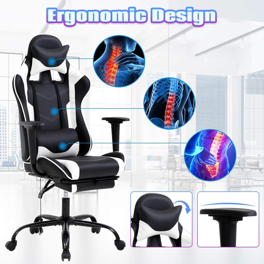 Best Home Silla reclinable para videojuegos de PC, silla ergonómica de...