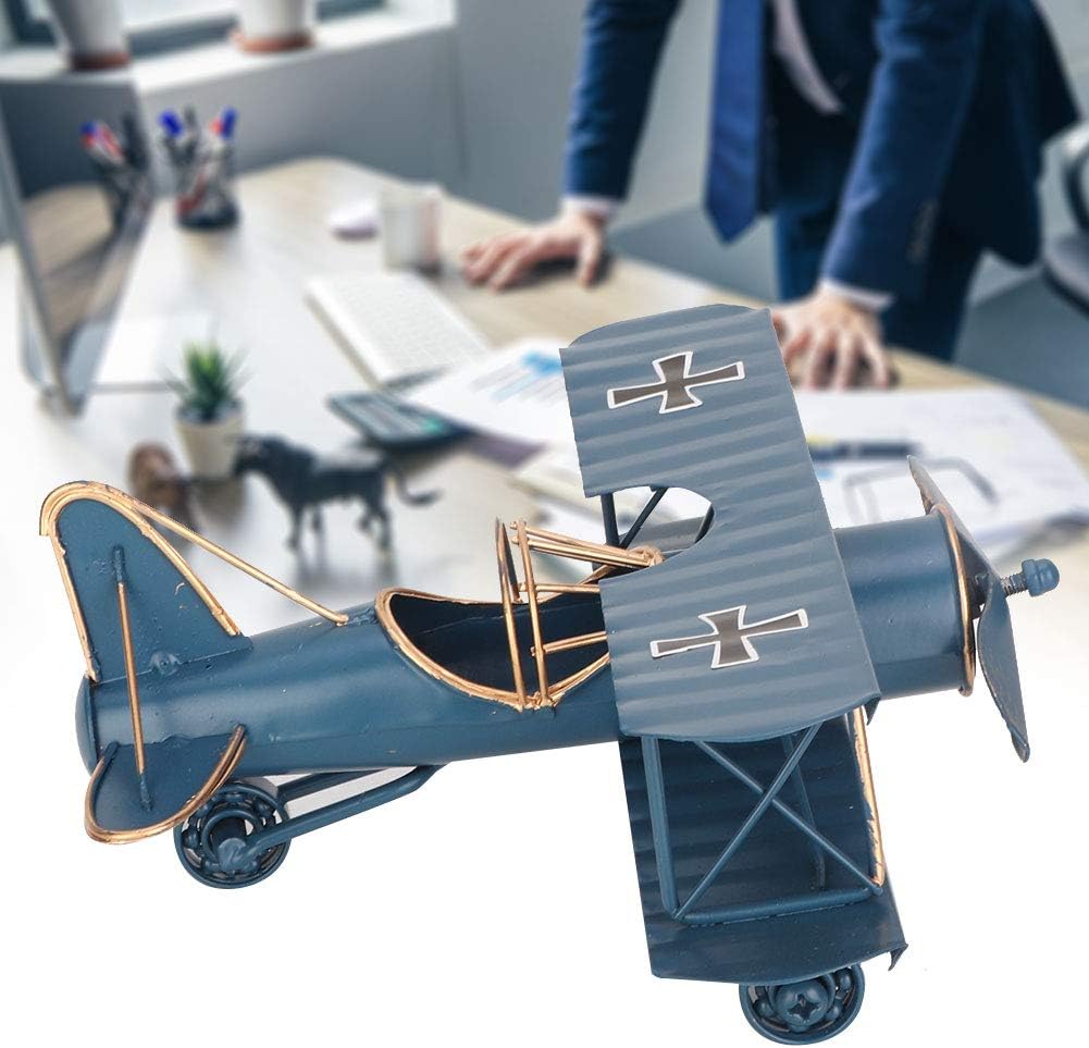 Tyenaza Decoración de avión vintage, modelo de biplano de avión de hierro de...