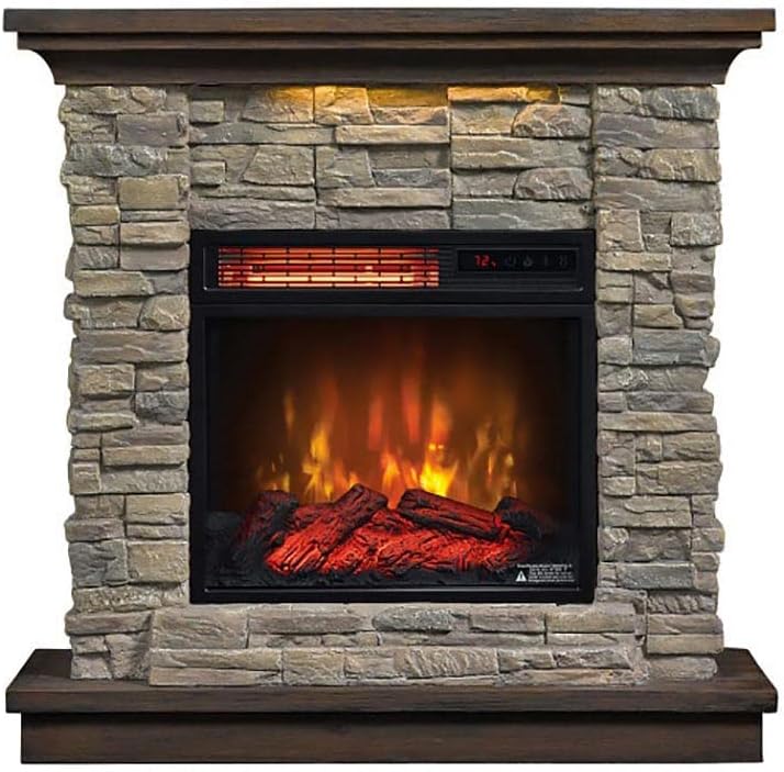 duraflame Chimenea eléctrica de pared con control remoto, piedra gris ahumado