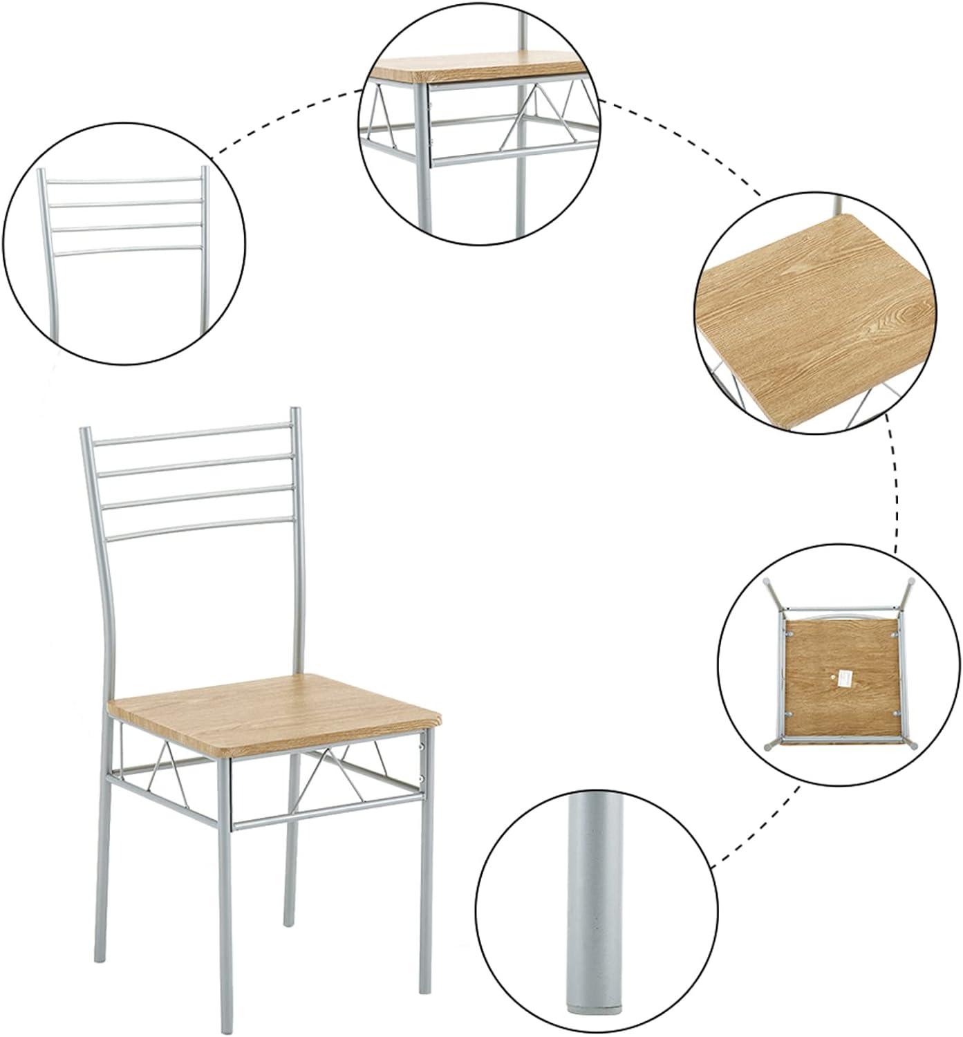 Juego de mesa de comedor de 5 piezas con 1 mesa de comedor de cristal y 4