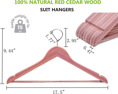 Paquete de 16 perchas de cedro rojo americano, perchas de madera con acabado