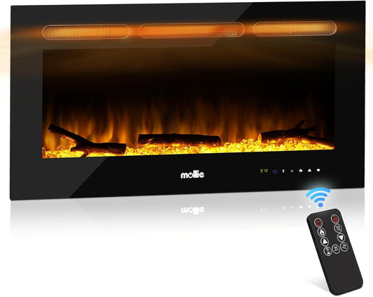 mollie Chimenea eléctrica de 36 pulgadas montada en la pared y empotrada con...