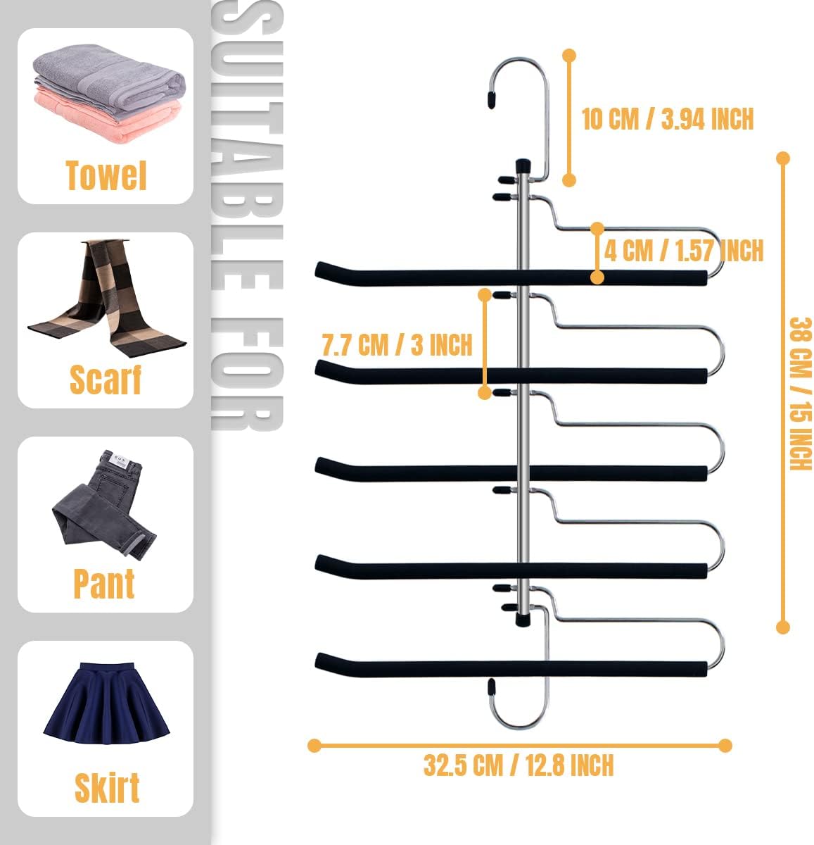 Perchas para pantalones que ahorran espacio, perchas mágicas resistentes para