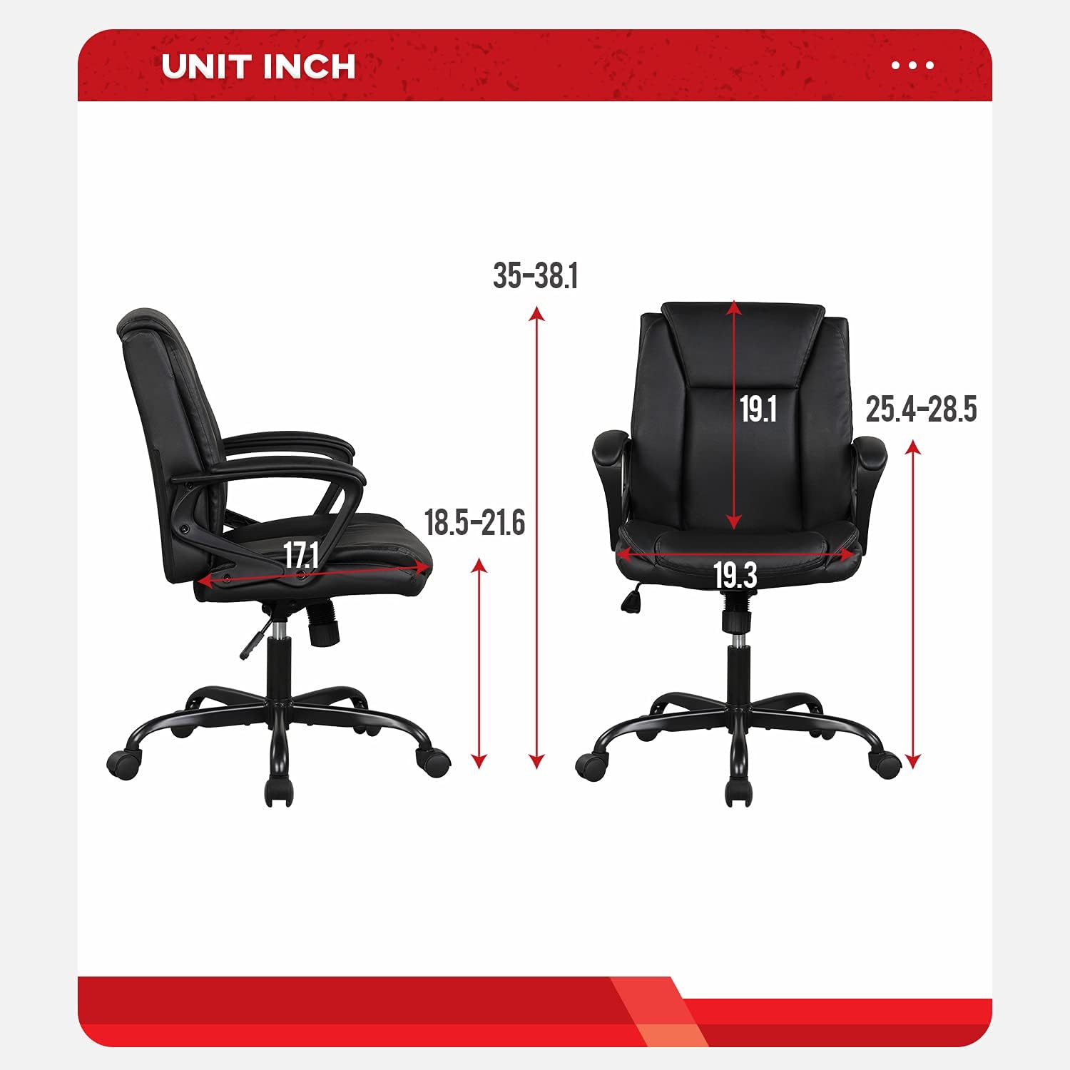 Silla de oficina en casa, silla ergonómica de escritorio de piel sintética,...