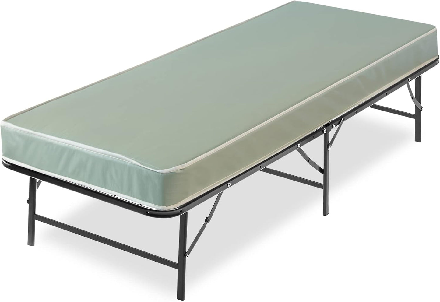 Zayton, Base de cama Quickbase de metal de 14 pulgadas con colchón de vinilo de...