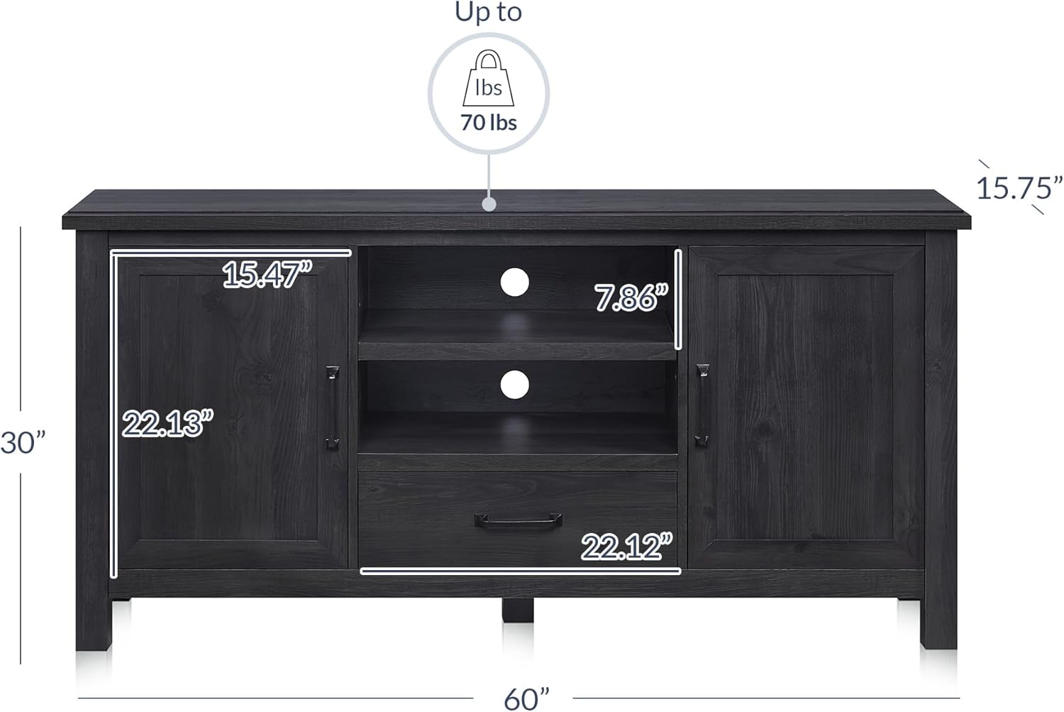 BELLEZE Moderno soporte de TV de granja de 60 pulgadas o centro de...