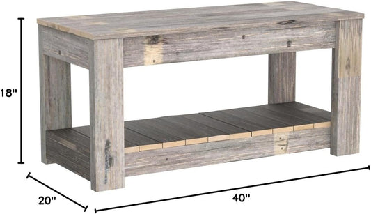 Mesa de centro natural sin terminar con estante