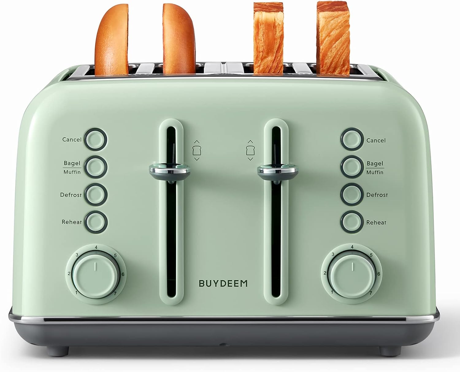 BUYDEEM DT-640 - Tostadora de 4 rebanadas, ranuras extra anchas, acero...