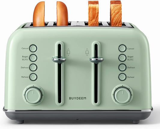 BUYDEEM DT-640 - Tostadora de 4 rebanadas, ranuras extra anchas, acero...