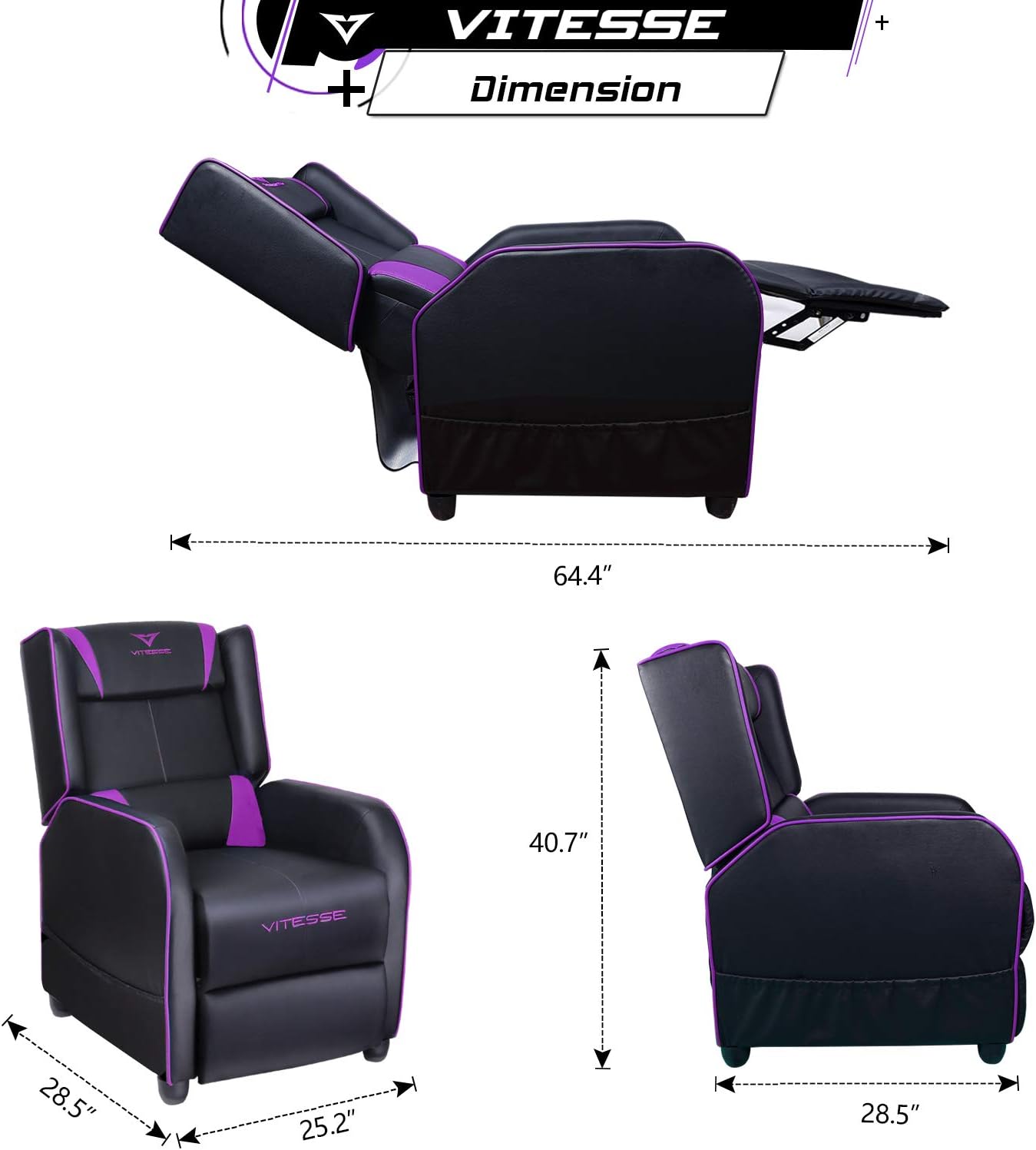 VITESSE - Silla reclinable para juegos VIT, para una persona. Moderno sofá de...