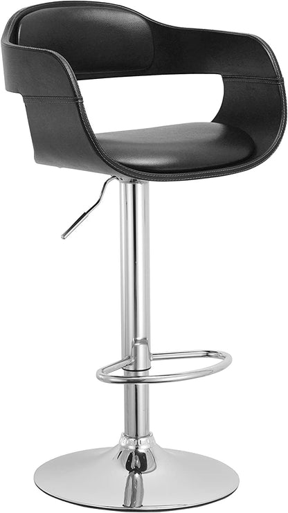 Taburete de bar ajustable giratorio contemporáneo con asiento y respaldo