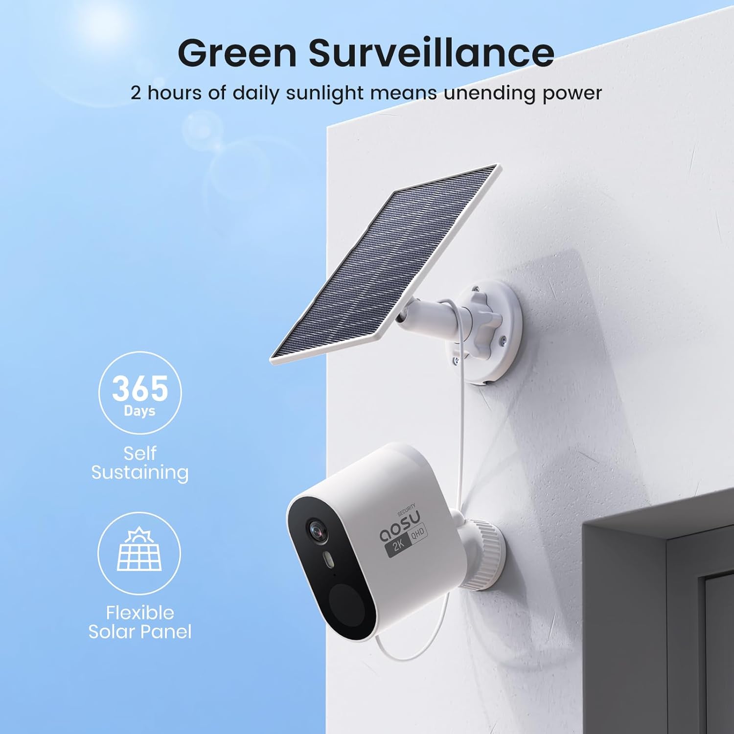 AOSU Cámaras de seguridad solares inalámbricas para exteriores, sistema de...