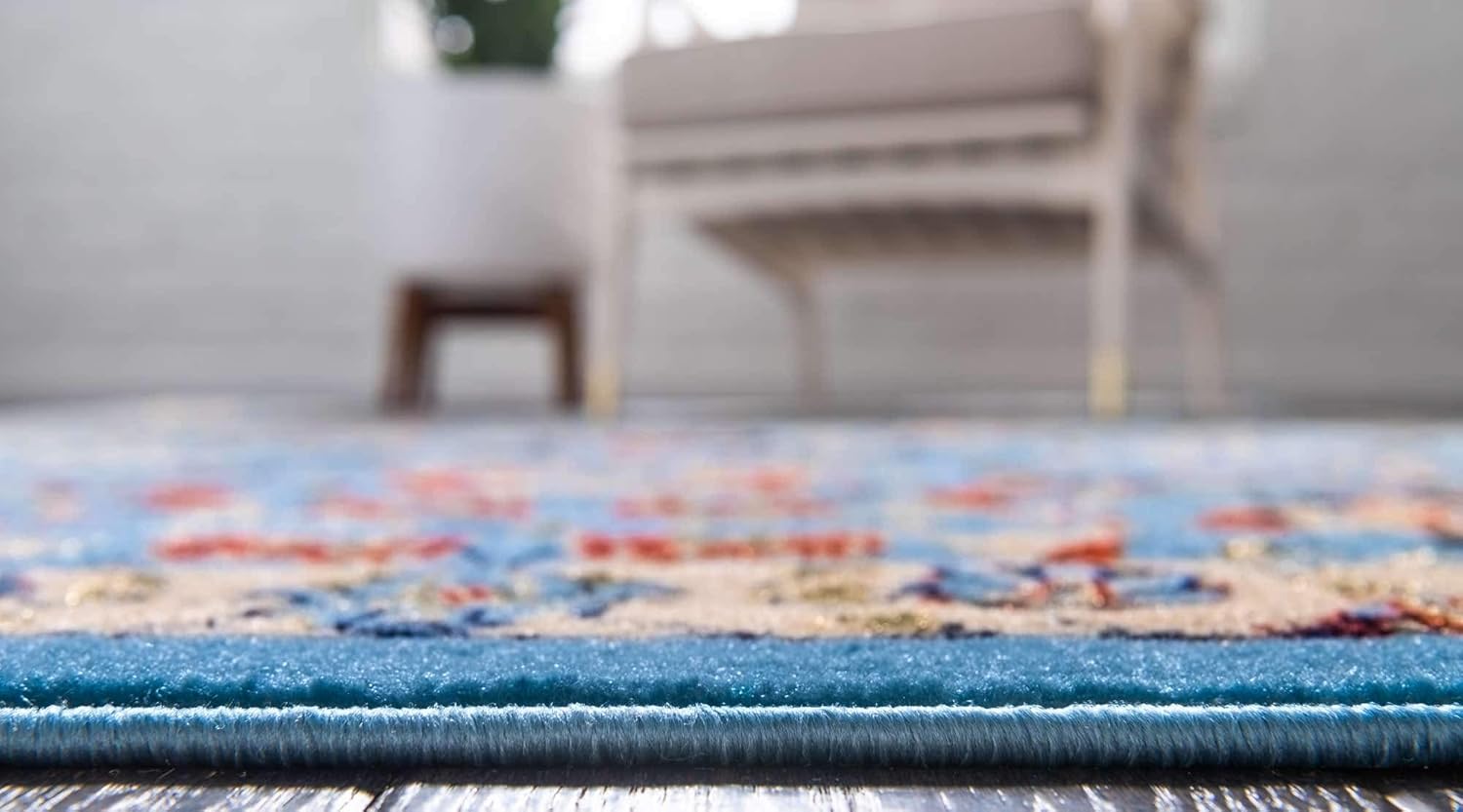 Unique Loom Espahan Collection - Alfombra de área (8 pies, redonda, azulnegro)
