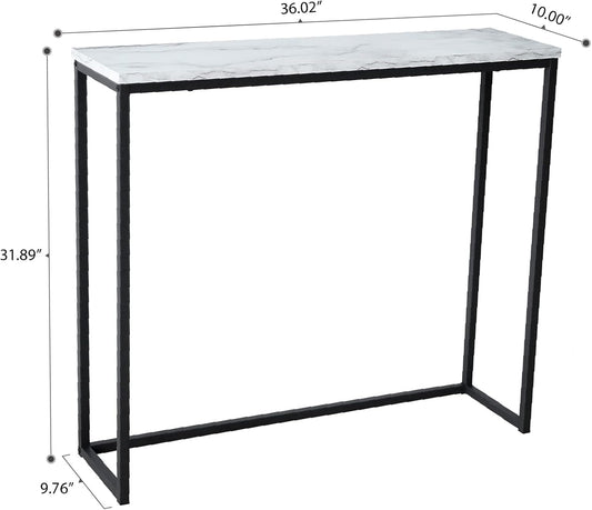 Mesa consola superior de mármol sintético de 36 pulgadas, mesa de sofá de forma