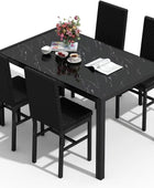 Dining Room Table Set for 4, 5-Piece Kitchen Table Chairs Set of 4, Glass