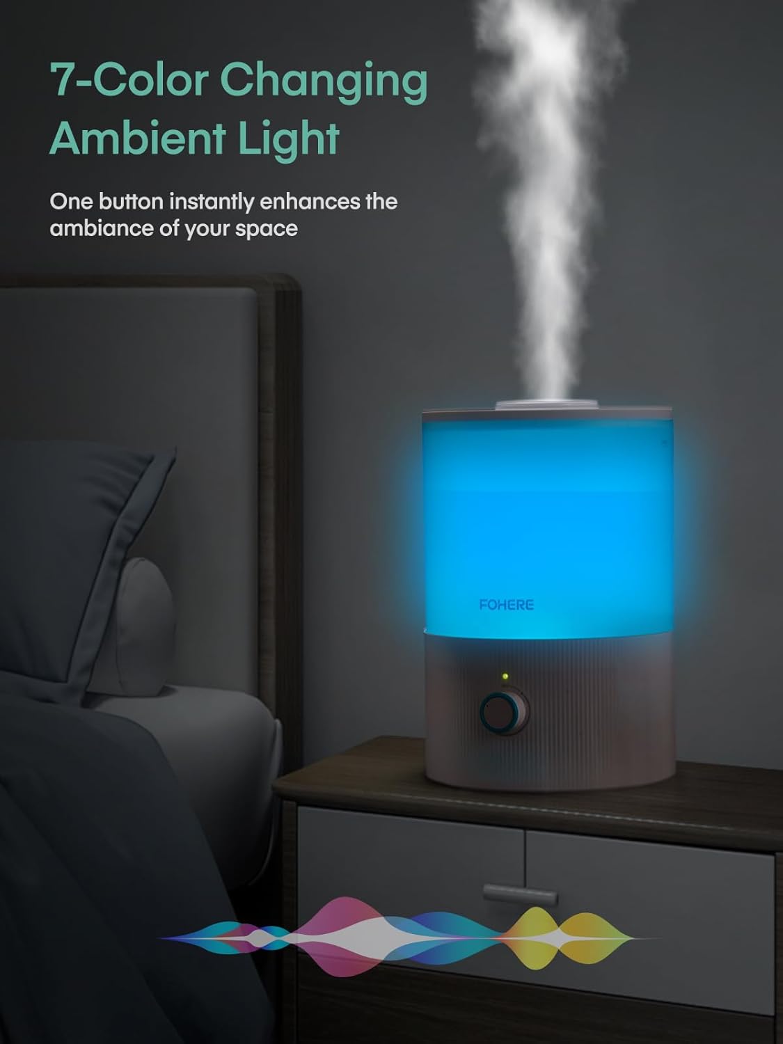 FOHERE Humidificadores para dormitorio, humidificador ultrasónico de niebla...
