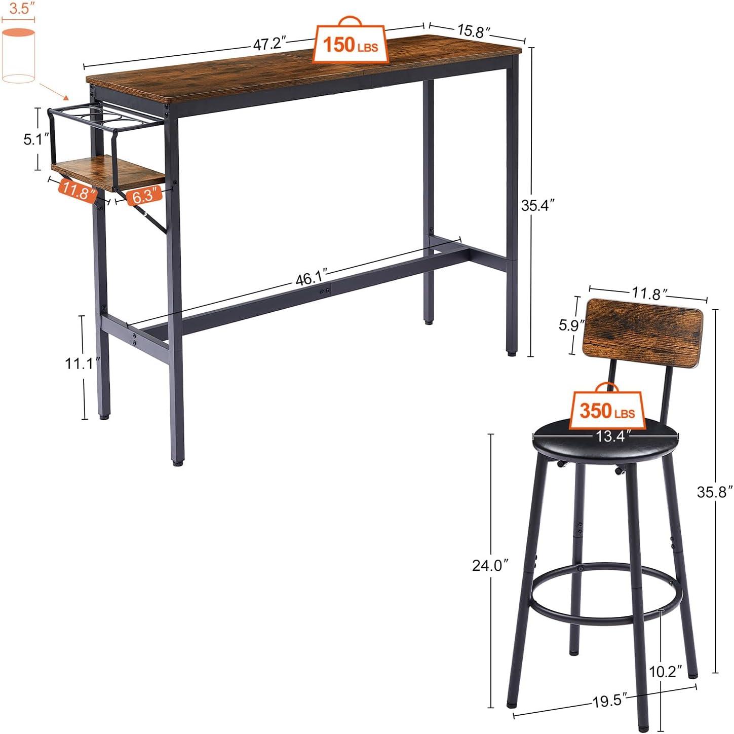 Juego de mesa de bar y sillas para 2, 3 piezas, juego de mesa de comedor con