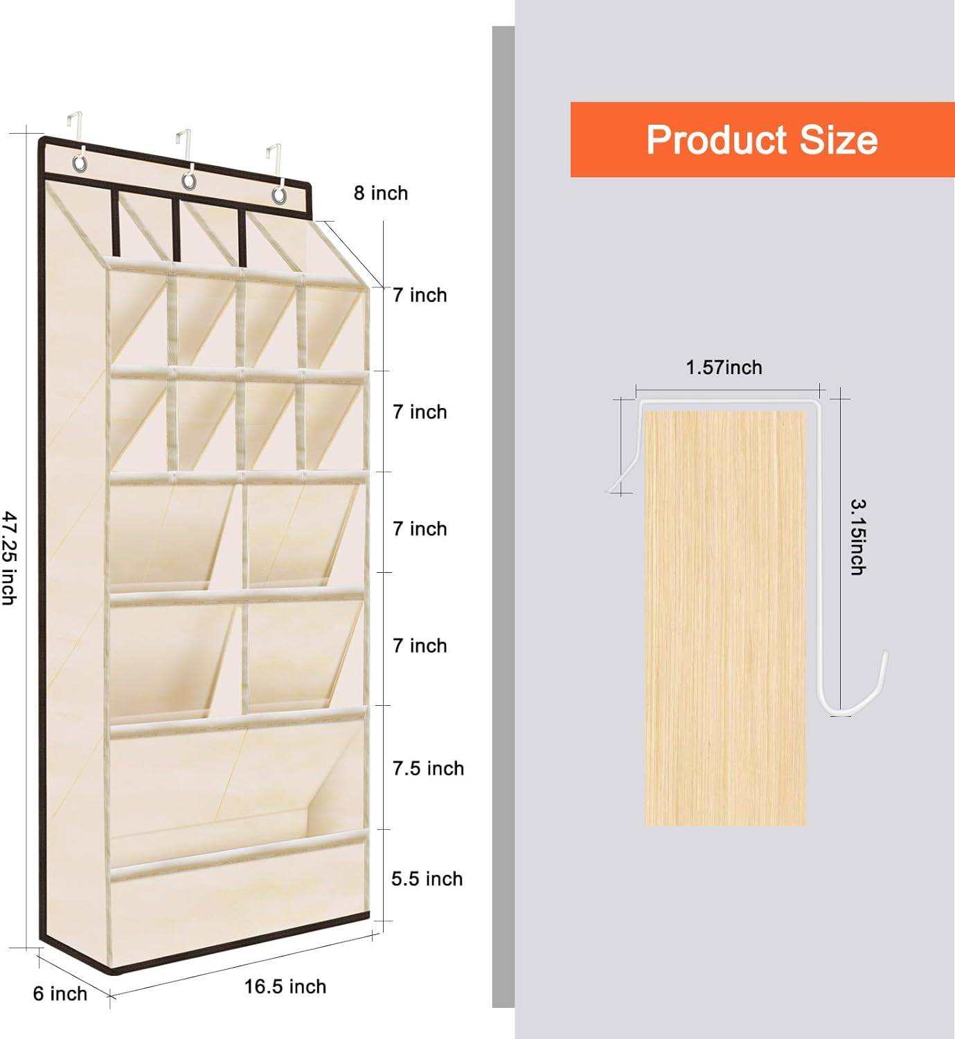 Organizador de zapatos para colocar sobre la puerta con bolsillo grande,