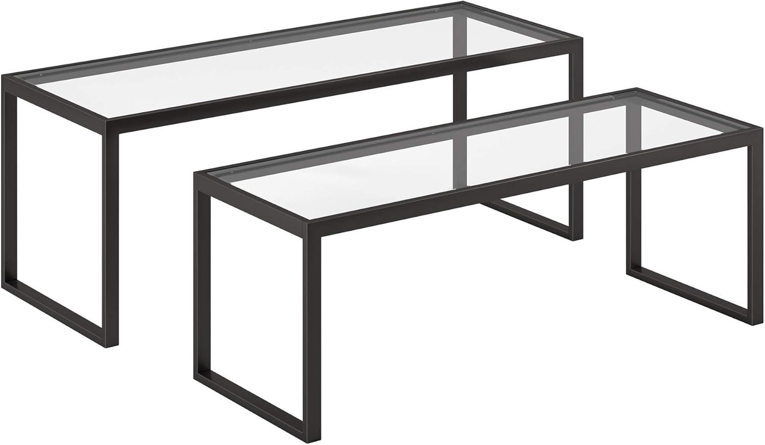 Henn&Hart Mesa de centro anidada rectangular en bronce ennegrecido, mesas de...