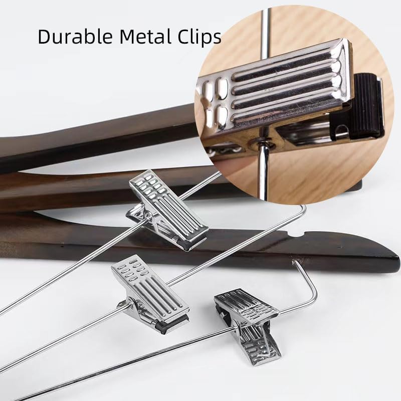 Paquete de 10 perchas de madera para trajes, faldas, perchas con clips, perchas...