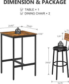 Juego de mesa y silla de bar industrial para 2 mesas y taburetes de altura de