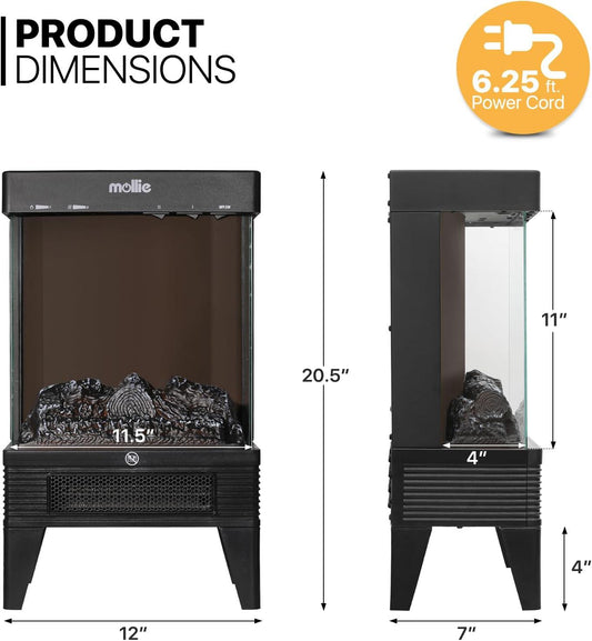 Estufa eléctrica de 21 pulgadas de 1500 W, calentador de chimenea independiente