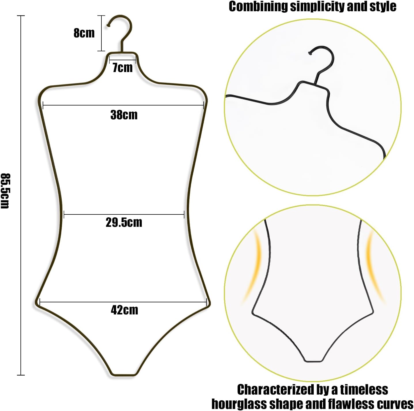 Perchas de ropa con forma de cuerpo, paquete de 10 perchas de lujo de alambre