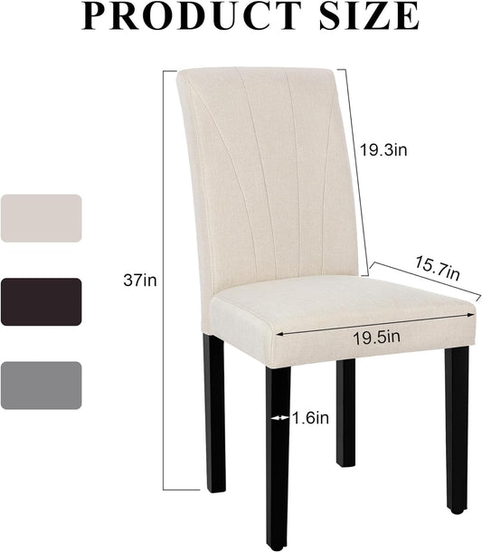 Parsons Juego de 4 sillas de comedor tapizadas de tela moderna, respaldo alto y