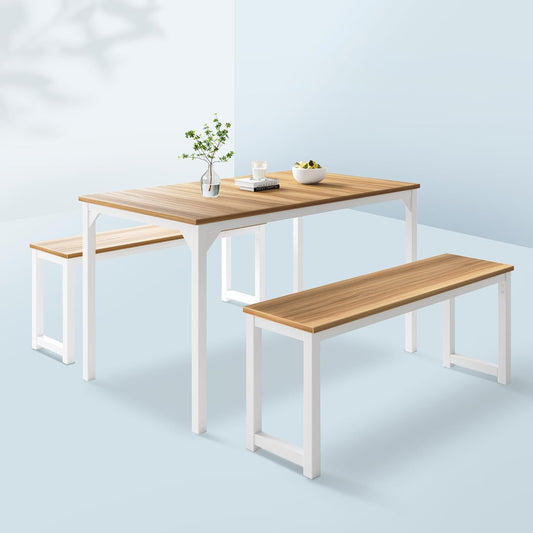 Moderno juego de mesa de comedor de 3 piezas para 4, estructura de marco de