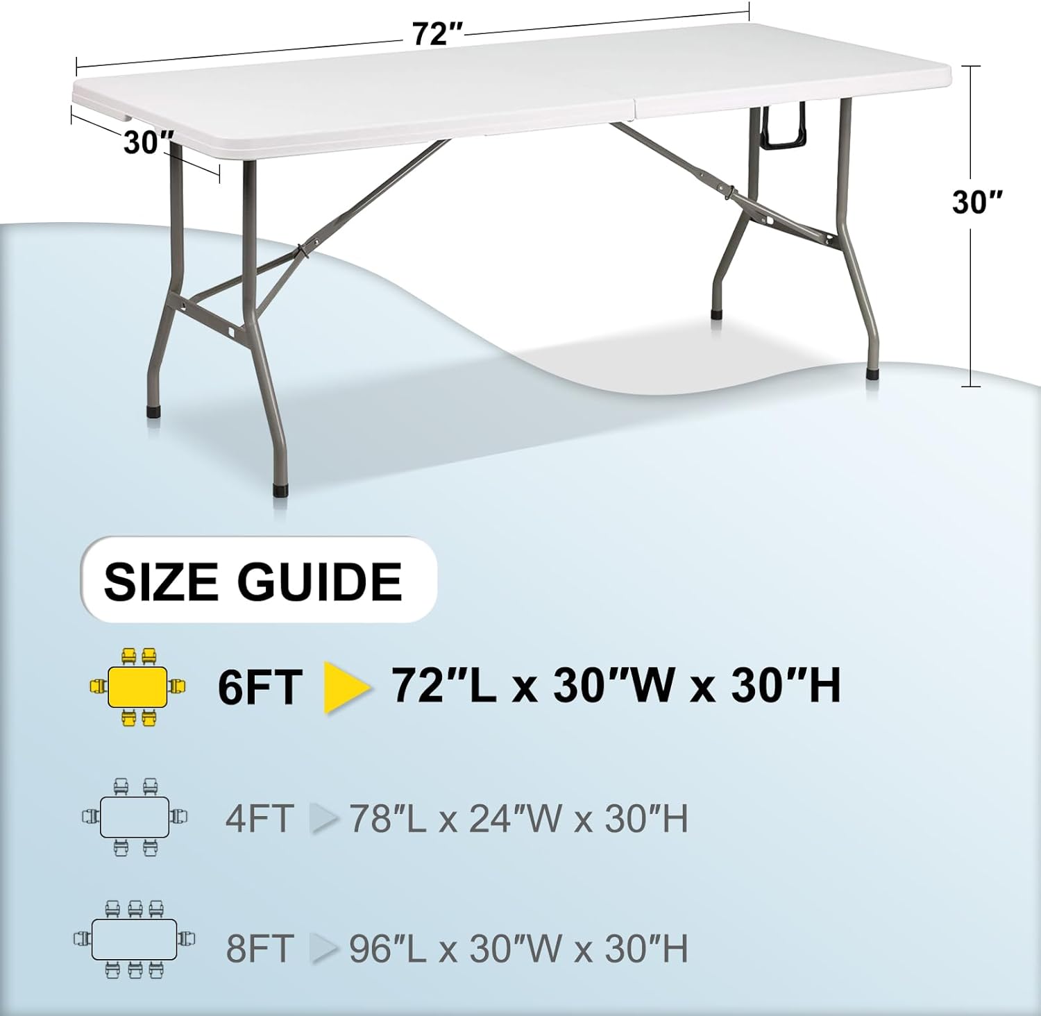 ABCCANOPY Mantel rectangular de 6 pies para mesa rectangular en poliéster...