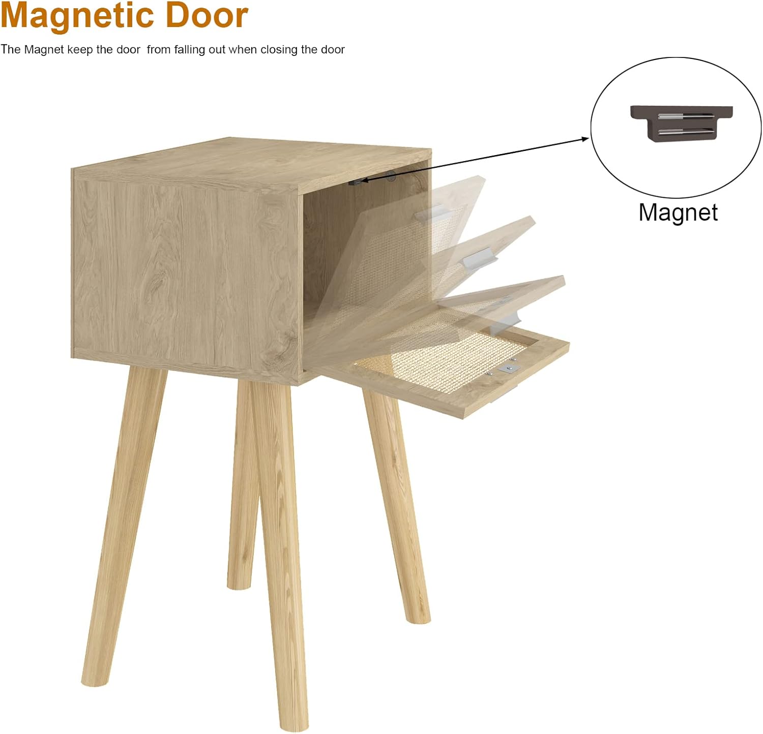 LAATOOREE Juego de 2 mesitas de noche, mesa auxiliar bohemia con pies de madera...