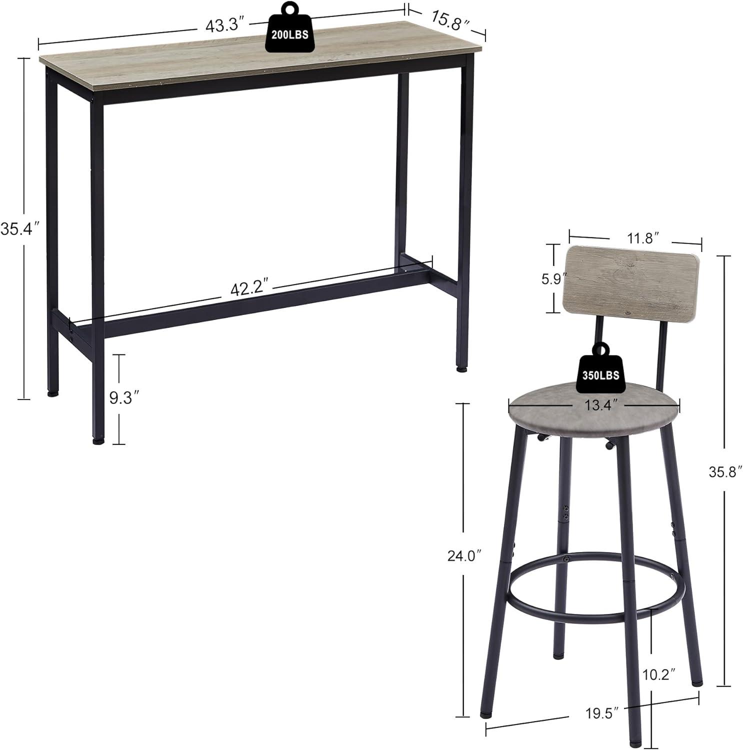 Juego con 2 taburetes de bar PU asiento suave con respaldo y reposapiés, sala