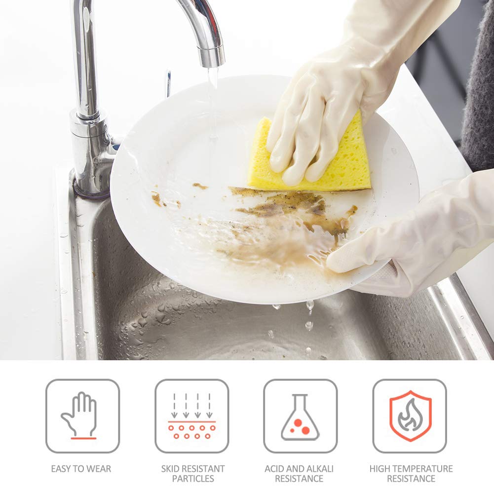 Guantes de limpieza de nitrilo, resistentes, para lavar platos, reutilizables,