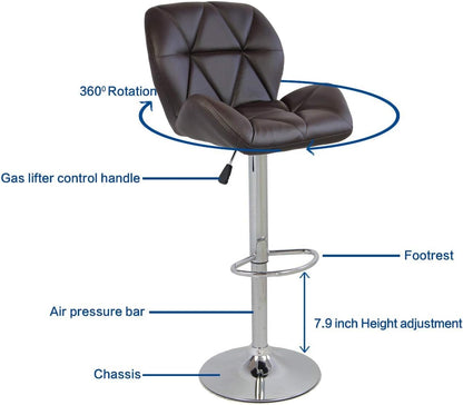 Juego de 2, taburetes de bar ajustables giratorios de 360 grados, modernos de